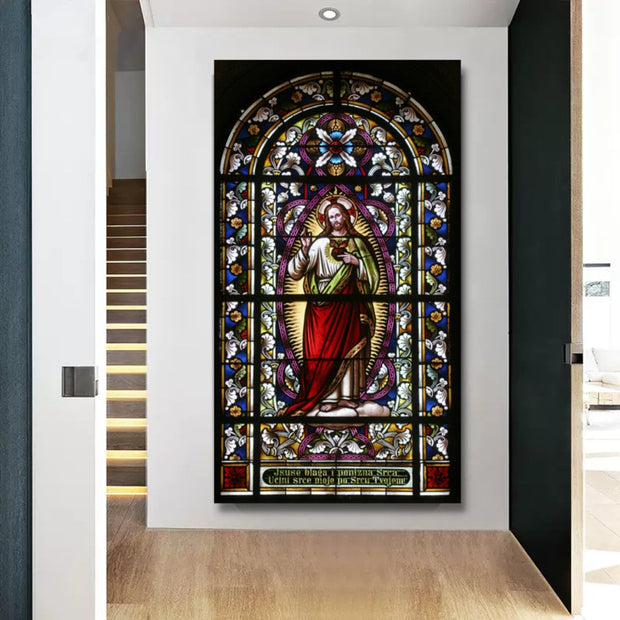 Banksy Canvas Poster Wall Art - Stained Glass Sacred Heart-MinimalisticDecor.com