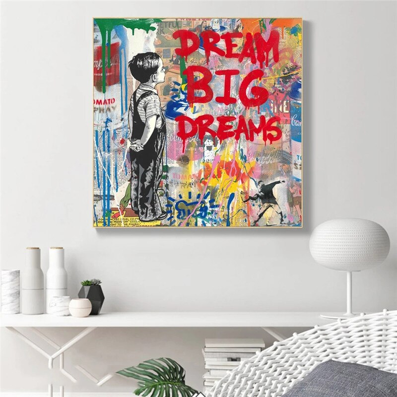 Banksy Dream Big Canvas Wall Art-MinimalisticDecor.com