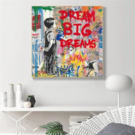 Banksy Dream Big Canvas Wall Art-MinimalisticDecor.com