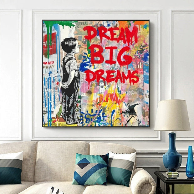 Banksy Dream Big Canvas Wall Art-MinimalisticDecor.com