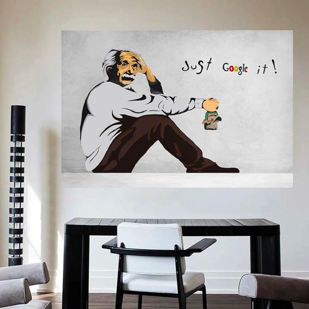 Banksy Einstein Just Google It Street Art Newest Canvas Wall Art-MinimalisticDecor.com