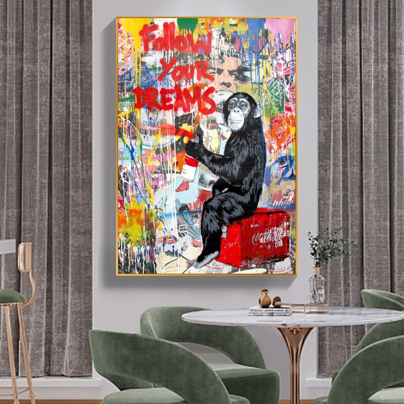 Banksy Follow Your Dreams Canvas Wall Art-MinimalisticDecor.com