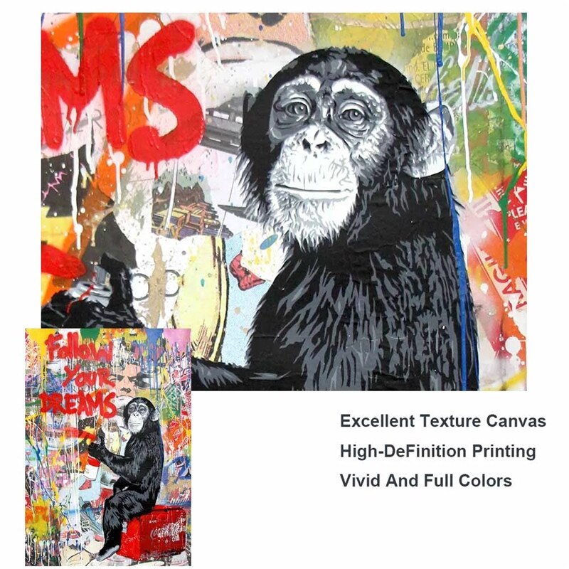 Banksy Follow Your Dreams Canvas Wall Art-MinimalisticDecor.com