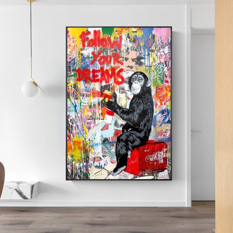 Banksy Follow Your Dreams Canvas Wall Art-MinimalisticDecor.com