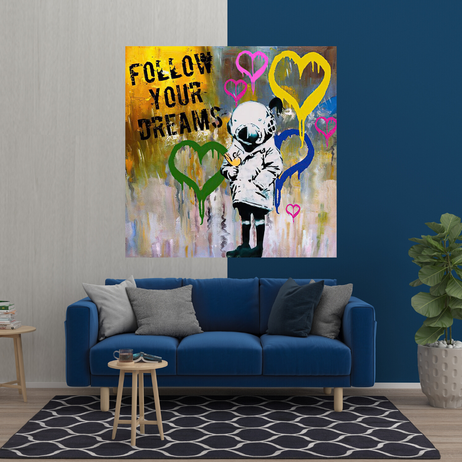 Banksy Follow Your Dreams Graffiti Canvas Wall Art-MinimalisticDecor.com