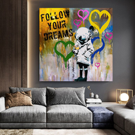 Banksy Follow Your Dreams Graffiti Canvas Wall Art-MinimalisticDecor.com
