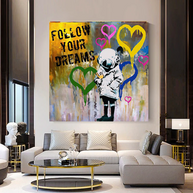 Banksy Follow Your Dreams Graffiti Canvas Wall Art-MinimalisticDecor.com