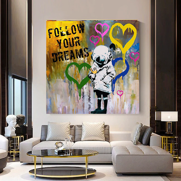 Banksy Follow Your Dreams Graffiti Canvas Wall Art-MinimalisticDecor.com