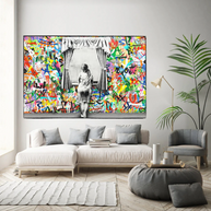 Banksy Freedom Curtains Lady Canvas Wall Art-MinimalisticDecor.com