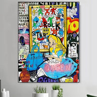 Banksy Graffiti Alice and Wonderland Canvas Wall Art-MinimalisticDecor.com