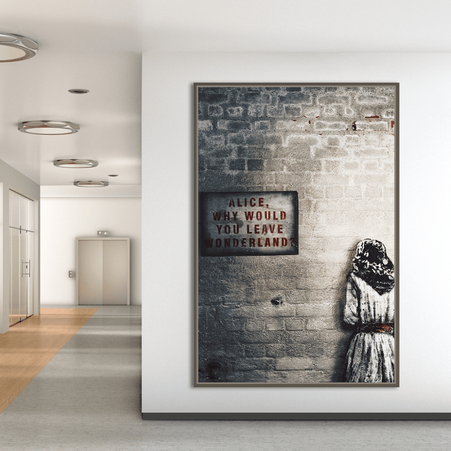 Banksy Graffiti Alice and Wonderland Canvas Wall Art-MinimalisticDecor.com