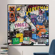 Banksy Graffiti David Luxury Fashion Canvas Wall Art-MinimalisticDecor.com