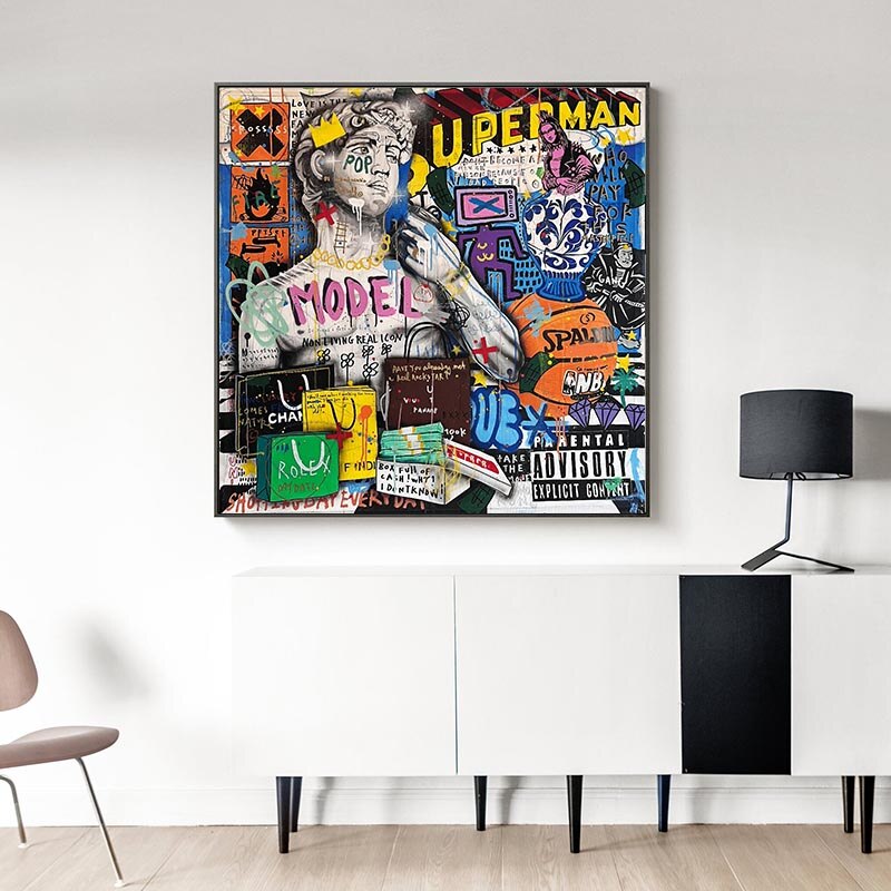 Banksy Graffiti David Luxury Fashion Canvas Wall Art-MinimalisticDecor.com