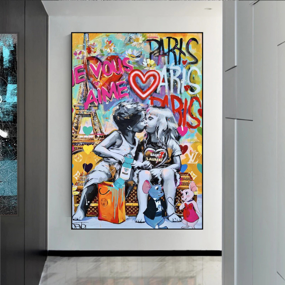 Banksy I Love You Canvas Wall Art - Add a Touch of Street Art-MinimalisticDecor.com