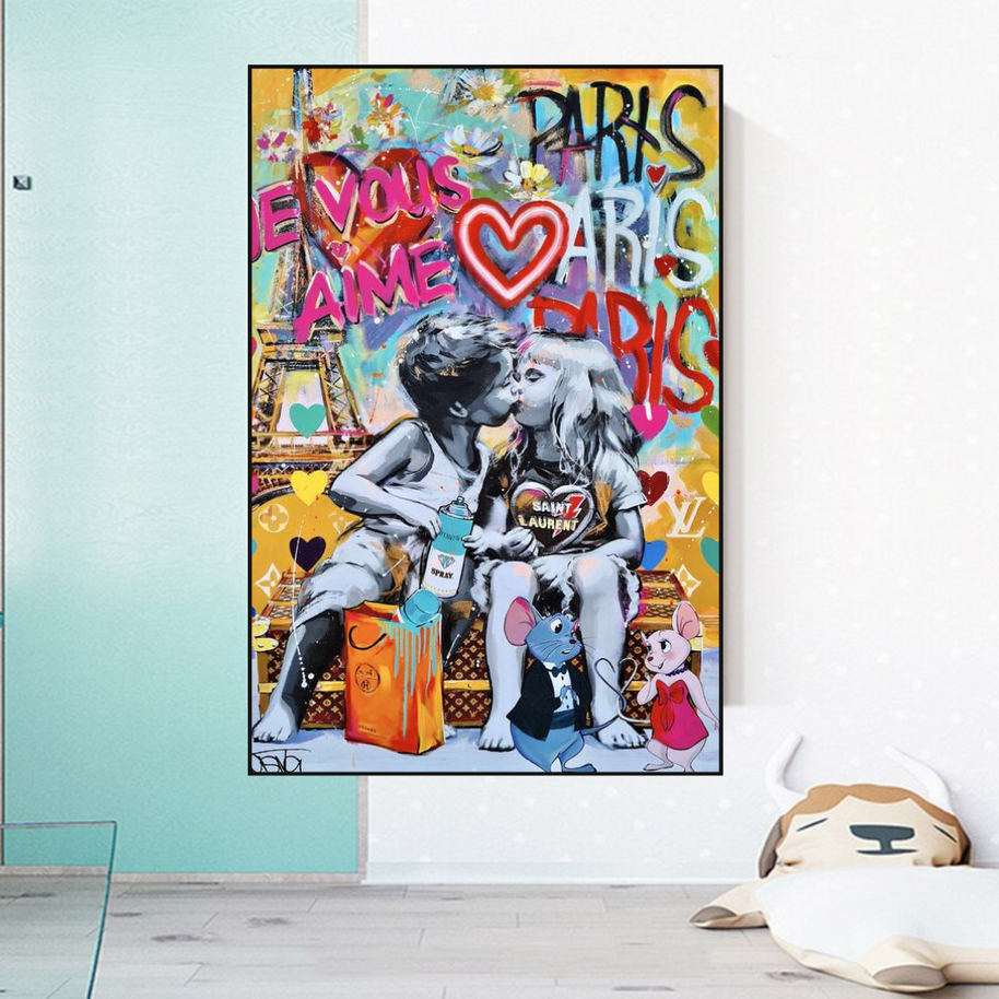 Banksy I Love You Canvas Wall Art - Add a Touch of Street Art-MinimalisticDecor.com