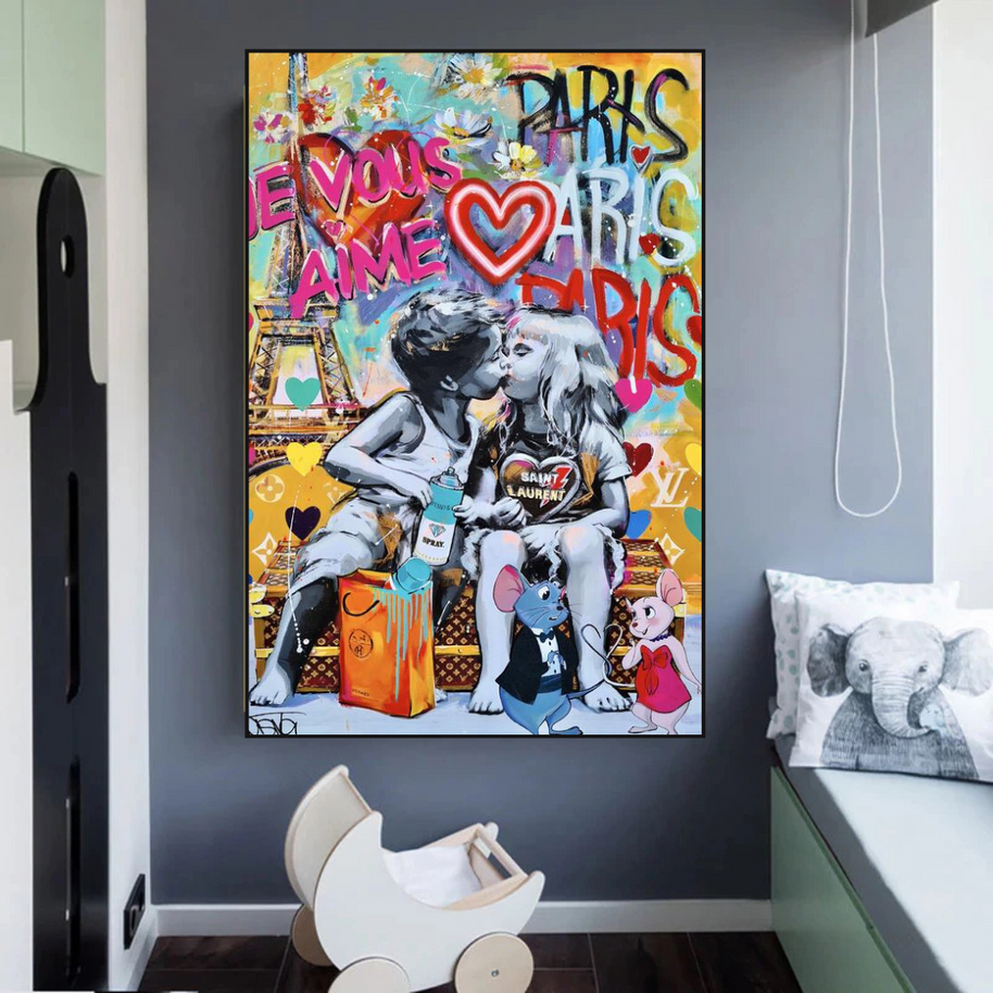 Banksy I Love You Canvas Wall Art - Add a Touch of Street Art-MinimalisticDecor.com