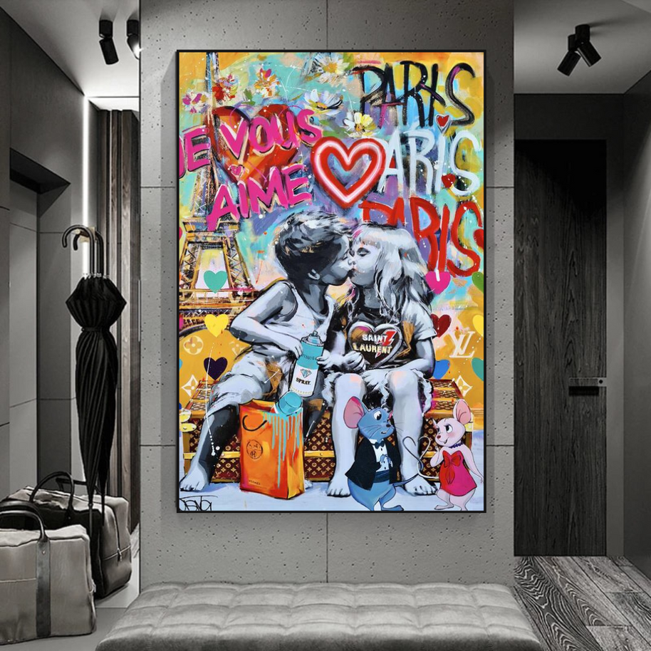 Banksy I Love You Canvas Wall Art - Add a Touch of Street Art-MinimalisticDecor.com