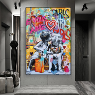 Banksy I Love You Canvas Wall Art - Add a Touch of Street Art-MinimalisticDecor.com