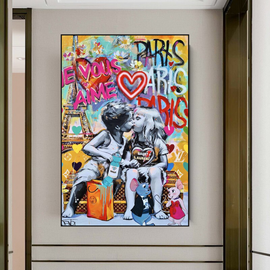 Banksy I Love You Canvas Wall Art - Add a Touch of Street Art-MinimalisticDecor.com