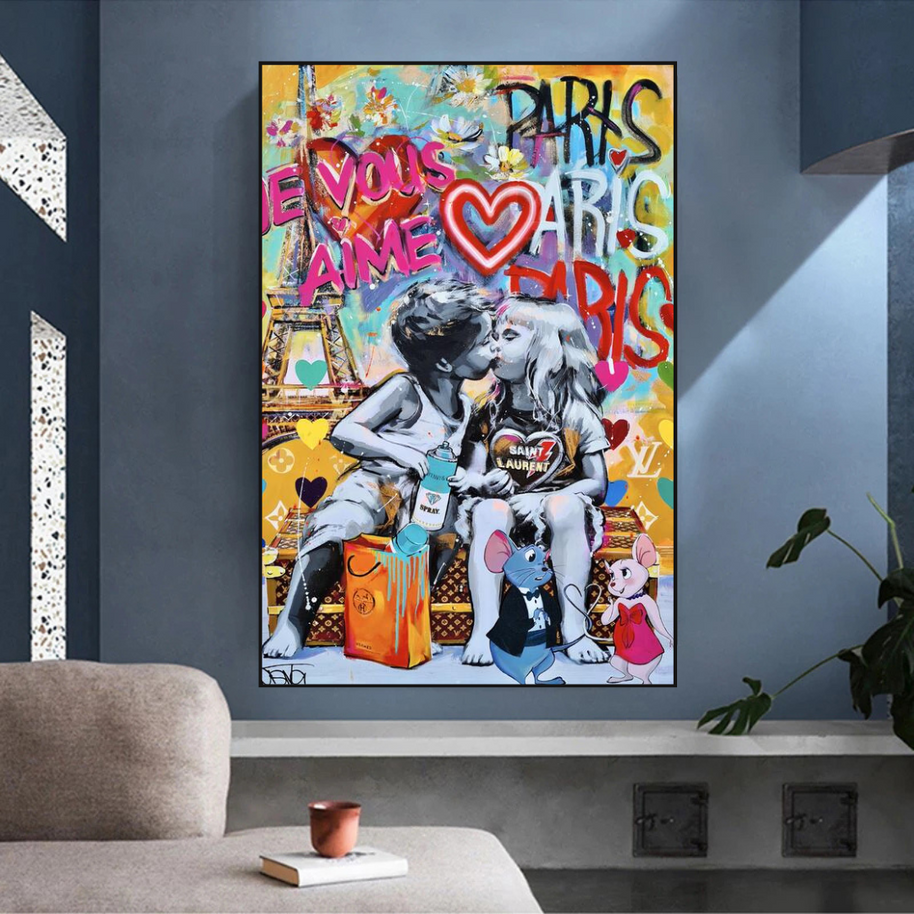 Banksy I Love You Canvas Wall Art - Add a Touch of Street Art-MinimalisticDecor.com