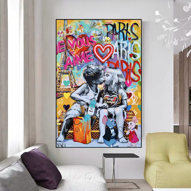 Banksy I Love You Canvas Wall Art - Add a Touch of Street Art-MinimalisticDecor.com