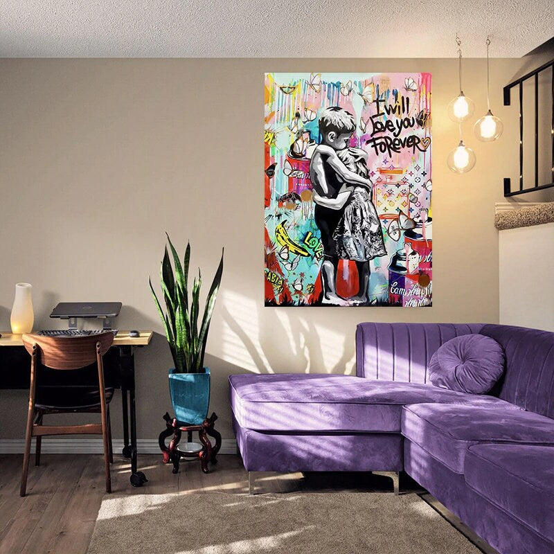 Banksy I will Love you forever Canvas Wall Art-MinimalisticDecor.com