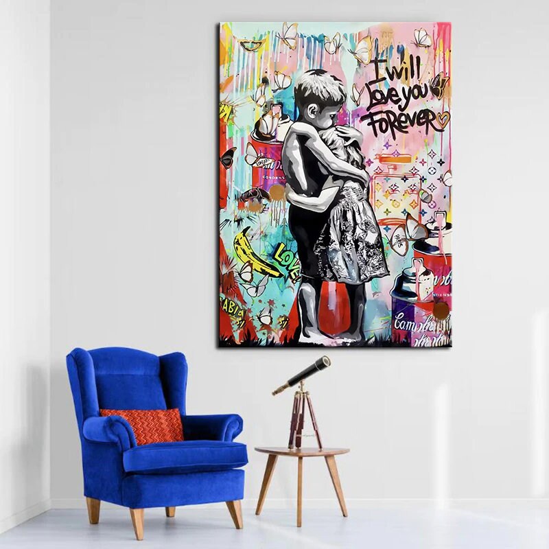 Banksy I will Love you forever Canvas Wall Art-MinimalisticDecor.com