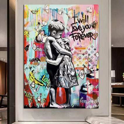 Banksy I will Love you forever Canvas Wall Art-MinimalisticDecor.com