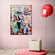 Banksy I will Love you forever Canvas Wall Art-MinimalisticDecor.com