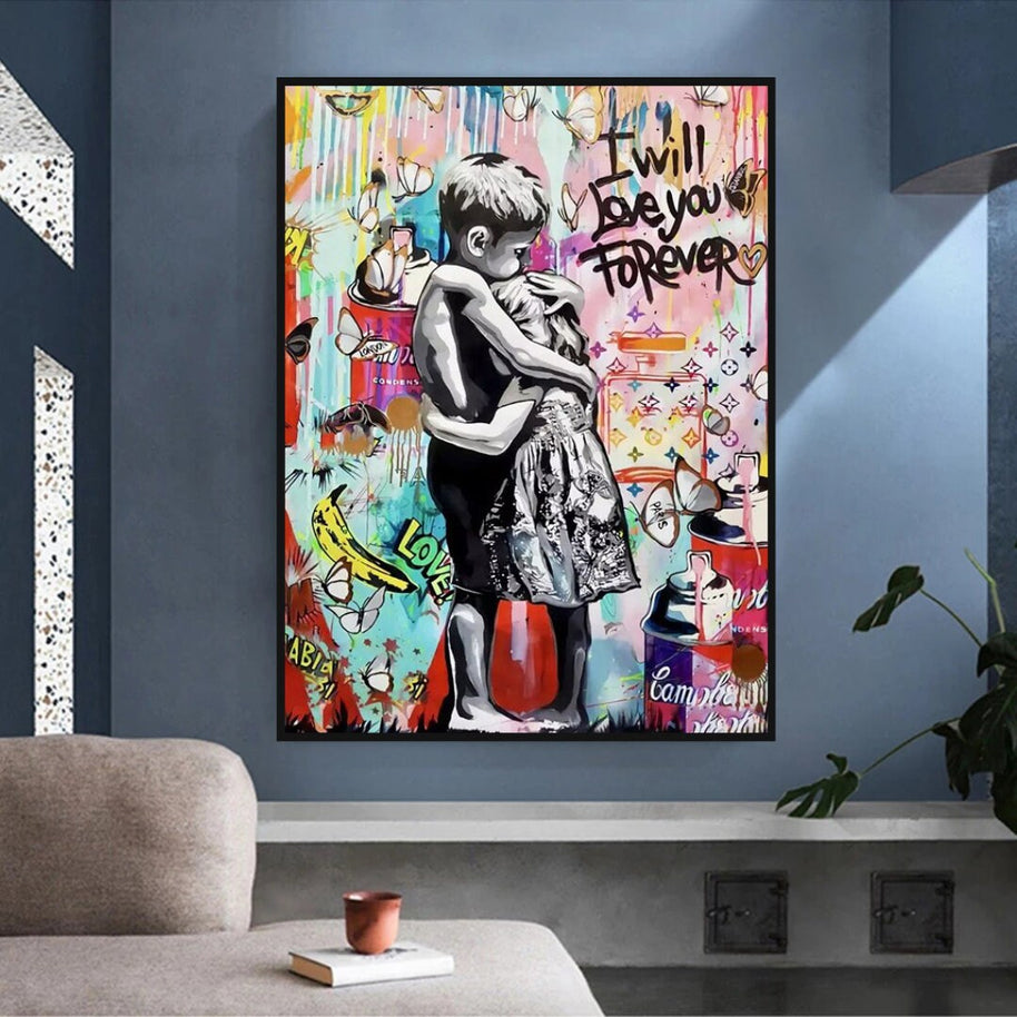 Banksy I will Love you forever Canvas Wall Art-MinimalisticDecor.com