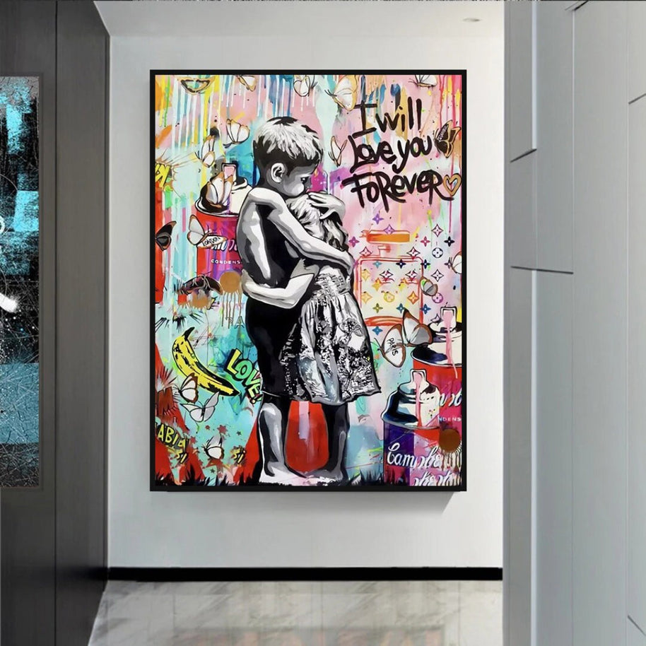 Banksy I will Love you forever Canvas Wall Art-MinimalisticDecor.com