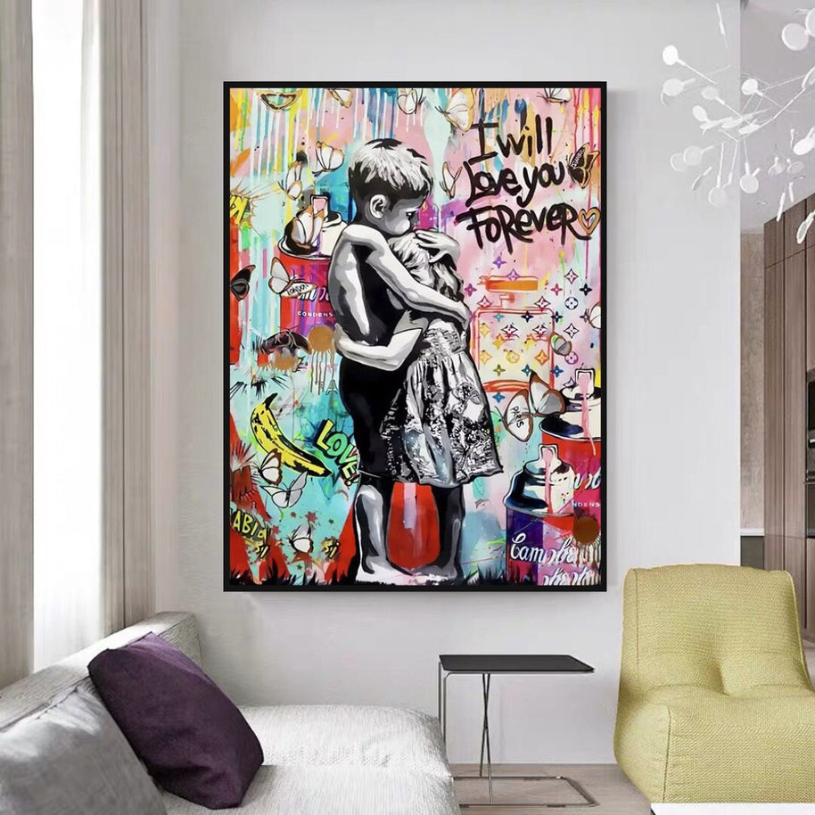 Banksy I will Love you forever Canvas Wall Art-MinimalisticDecor.com