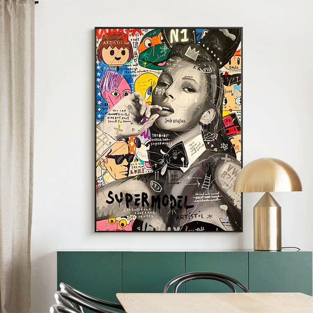 Banksy Kate Moss Graffiti Canvas Art: Urban Masterpiece-MinimalisticDecor.com