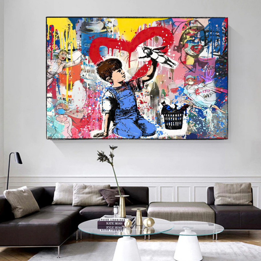 Banksy Life is Beautiful Canvas Wall Art-MinimalisticDecor.com