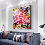 Banksy Life Is Beautiful Canvas Wall Art-MinimalisticDecor.com