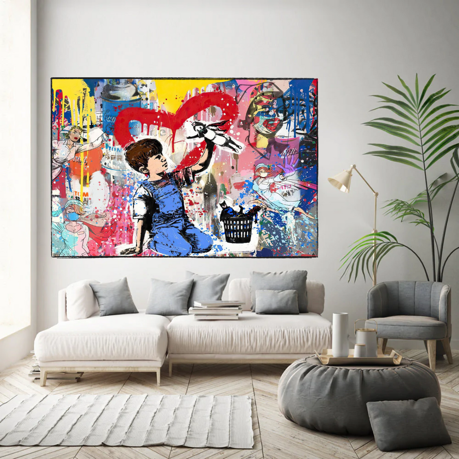 Banksy Life is Beautiful Canvas Wall Art-MinimalisticDecor.com
