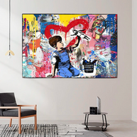 Banksy Life is Beautiful Canvas Wall Art-MinimalisticDecor.com