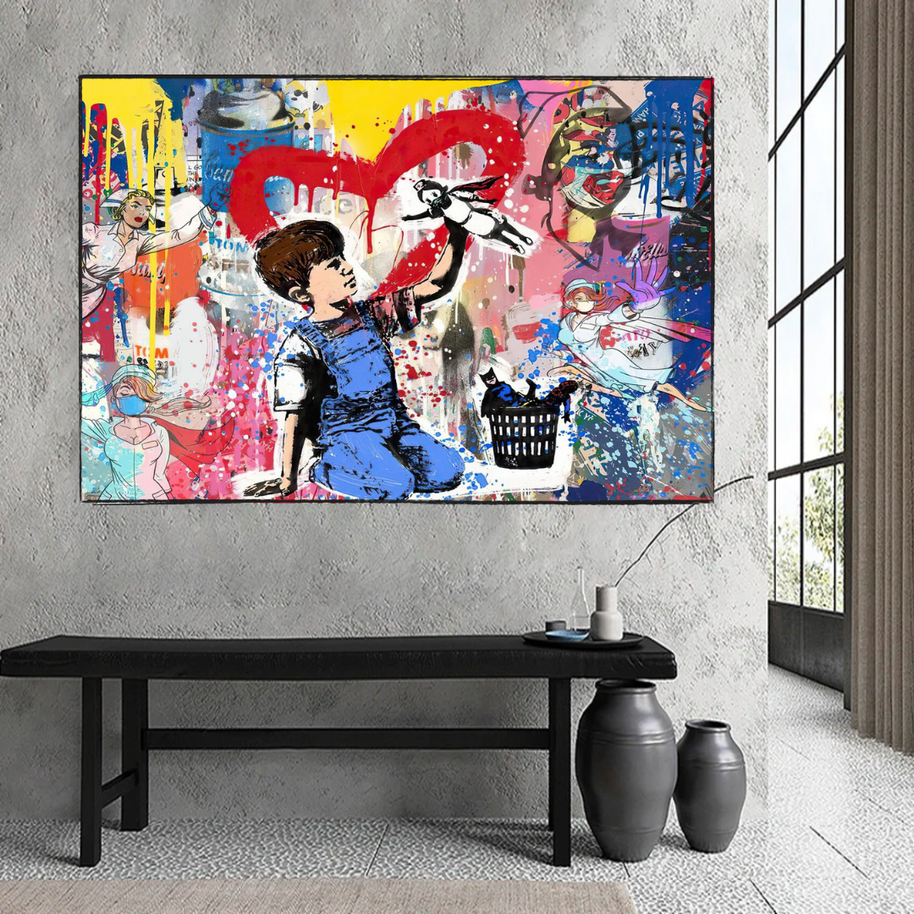 Banksy Life is Beautiful Canvas Wall Art-MinimalisticDecor.com