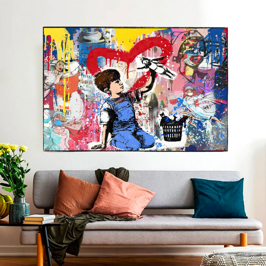 Banksy Life is Beautiful Canvas Wall Art-MinimalisticDecor.com