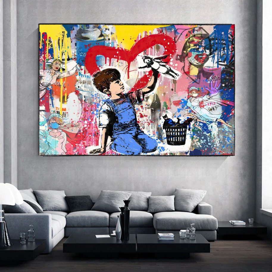 Banksy Life is Beautiful Canvas Wall Art-MinimalisticDecor.com
