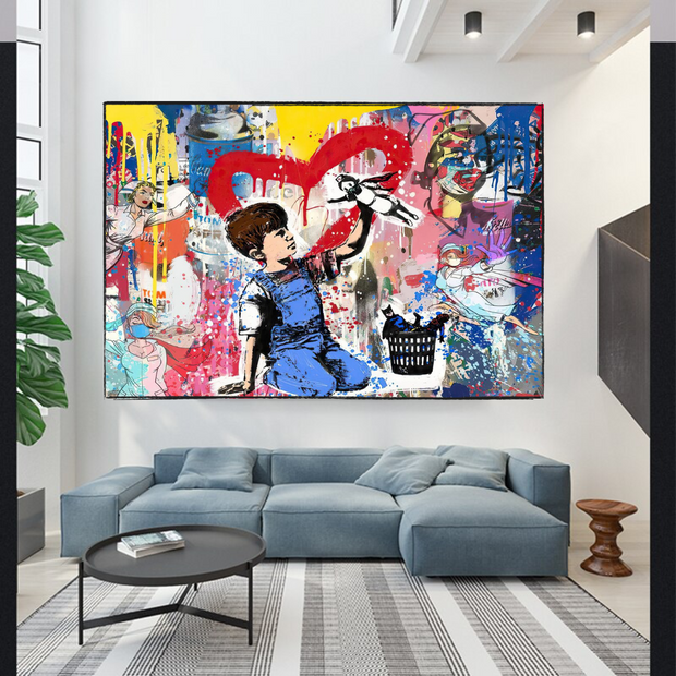 Banksy Life is Beautiful Canvas Wall Art-MinimalisticDecor.com