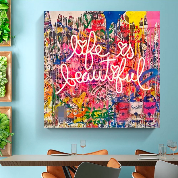 Banksy Life Is Beautiful Canvas Wall Art-MinimalisticDecor.com