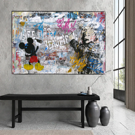 Banksy Life is Beautiful Mickey Canvas Wall Art-MinimalisticDecor.com