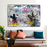 Banksy Life is Beautiful Mickey Canvas Wall Art-MinimalisticDecor.com