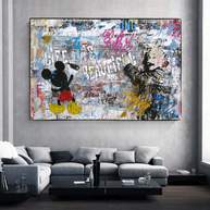 Banksy Life is Beautiful Mickey Canvas Wall Art-MinimalisticDecor.com