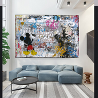 Banksy Life is Beautiful Mickey Canvas Wall Art-MinimalisticDecor.com