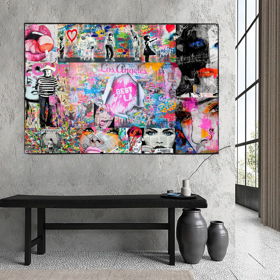 Banksy Los Angeles Hollywood Pop Art Canvas Wall Art-MinimalisticDecor.com