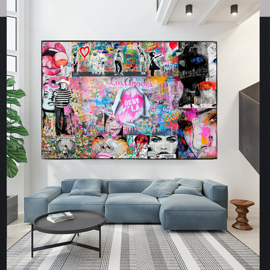 Banksy Los Angeles Hollywood Pop Art Canvas Wall Art-MinimalisticDecor.com