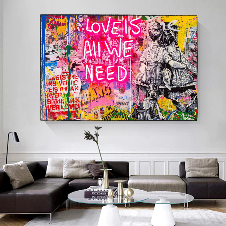 Banksy Love is all we need Canvas Wall Art-MinimalisticDecor.com