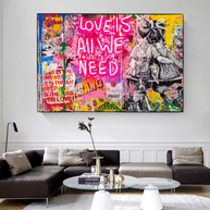Banksy Love is all we need Canvas Wall Art-MinimalisticDecor.com